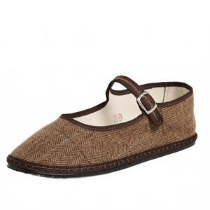 NEW VIBI VENEZIA women's mary jane wool flat in brown